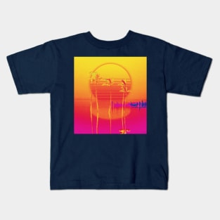 Vaporwave aesthetic purple, magenta, and yellow Kids T-Shirt